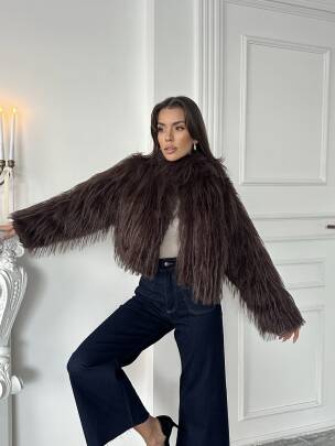 ELİANA Atkılı Kürk Ceket 3080 - Acı Kahve - MAXMOOR