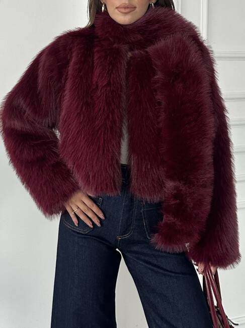 ELİANA Atkılı Kürk Ceket 3080 - Bordo - 6