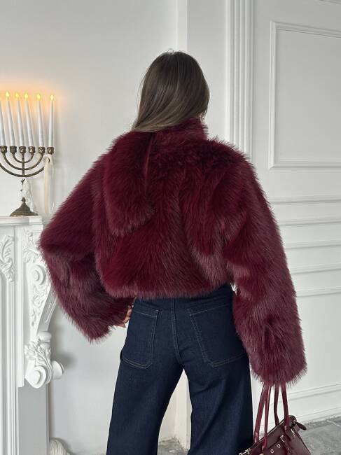 ELİANA Atkılı Kürk Ceket 3080 - Bordo - 7