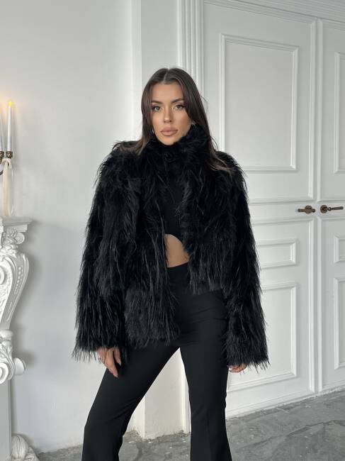 ELİANA Atkılı Kürk Ceket 3080- Siyah - 5