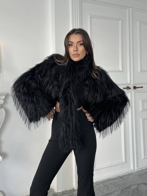 ELİANA Atkılı Kürk Ceket 3080- Siyah - 6