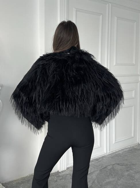 ELİANA Atkılı Kürk Ceket 3080- Siyah - 7