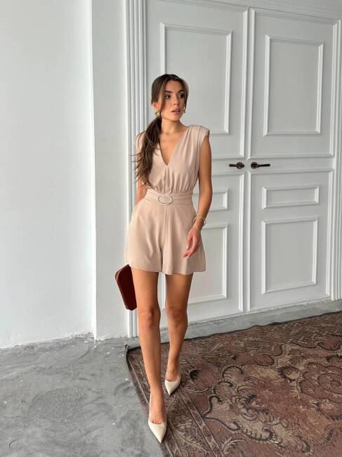 ELİJAH KEMERLİ V YAKA BEJ TULUM - 2