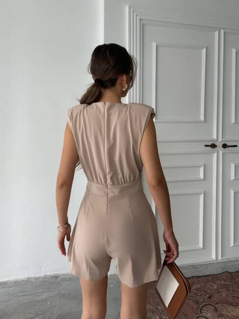 ELİJAH KEMERLİ V YAKA BEJ TULUM - 4