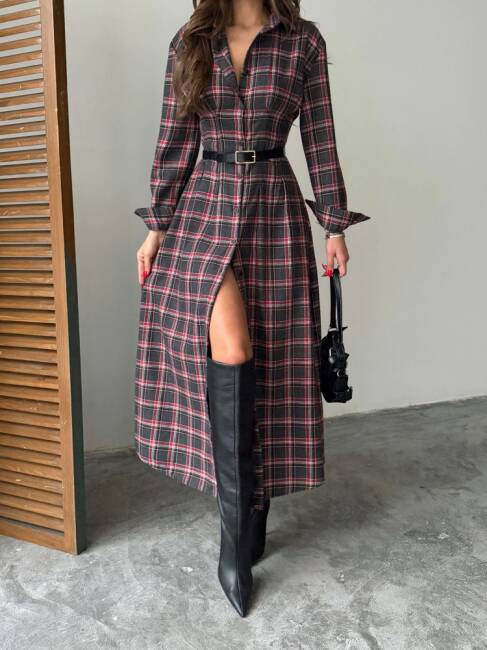 EMERY Midi Elbise - 1290 - Antrasit - 2