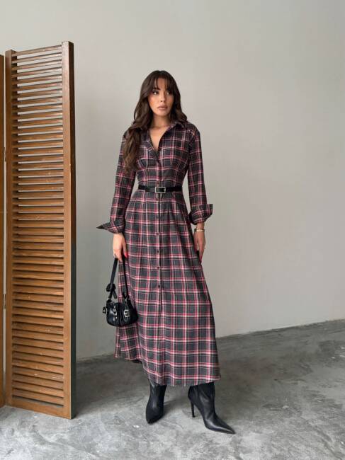 EMERY Midi Elbise - 1290 - Antrasit - 1