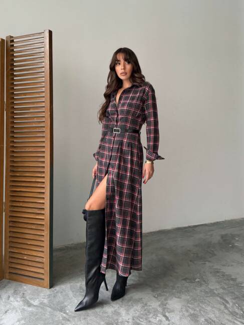 EMERY Midi Elbise - 1290 - Antrasit - 3