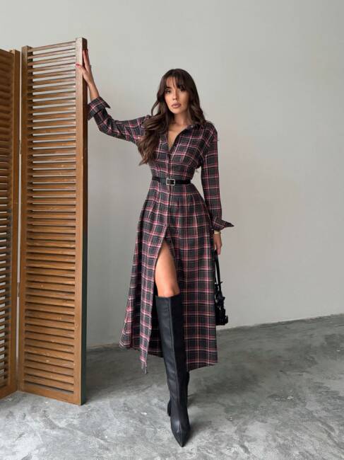 EMERY Midi Elbise - 1290 - Antrasit - 4