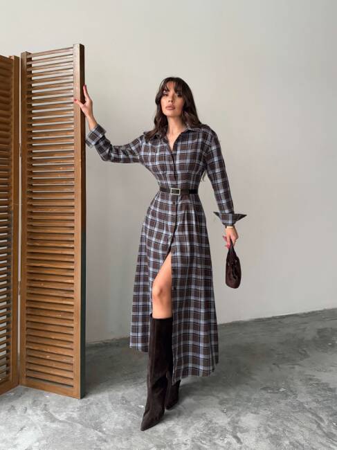 EMERY Midi Elbise - 1290 - Acı Kahve - 2