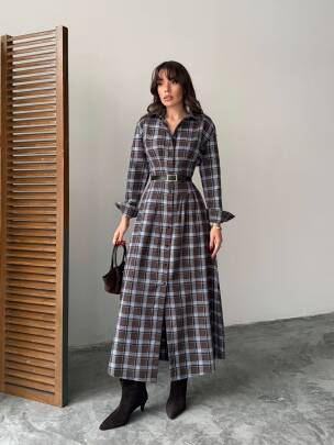 EMERY Midi Elbise - 1290 - Acı Kahve - MAXMOOR