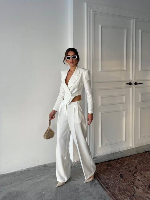 FİTY Yelek Pantolon Takım 2107 - Beyaz - 2