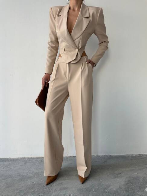 FİTY Yelek Pantolon Takım 2107 - Kahverengi - 3