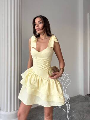 FREESİA Mini Elbise 1221 - Sarı - MAXMOOR