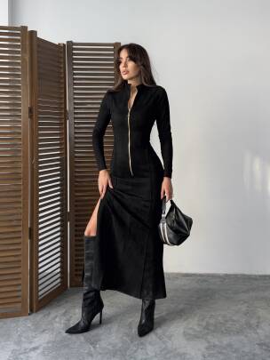 HANNAH Maxi Elbise 3082 - Siyah - MAXMOOR