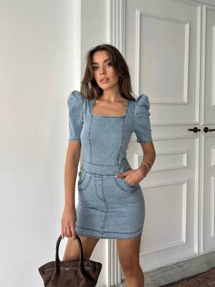 HERRİ Mini Denim Elbise - 241067 - MAXMOOR