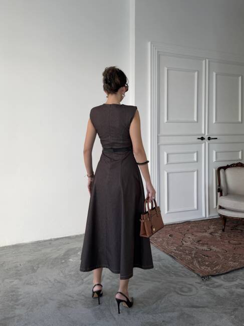 JACOP Midi Elbise 3099 - Acı Kahve - 5