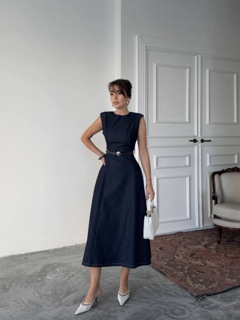 JACOP Midi Elbise 3099 - Lacivert - 4