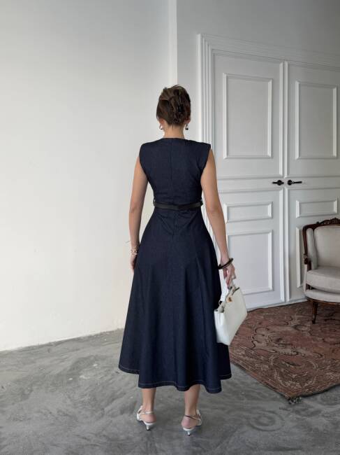 JACOP Midi Elbise 3099 - Lacivert - 5