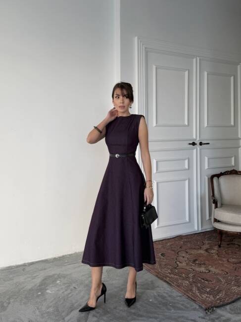 JACOP Midi Elbise 3099 - Mor - 2