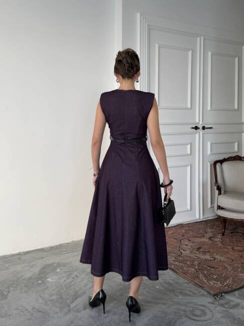 JACOP Midi Elbise 3099 - Mor - 3