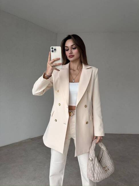 LAURA Ceket 9904 - Krem - 1