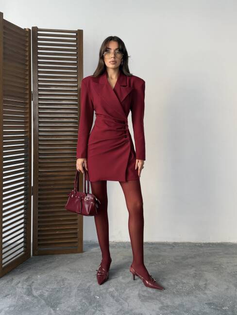 LEİN Ceket Elbise 1278 - Bordo - 2