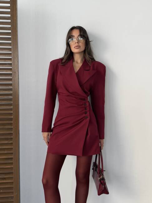 LEİN Ceket Elbise 1278 - Bordo - 4