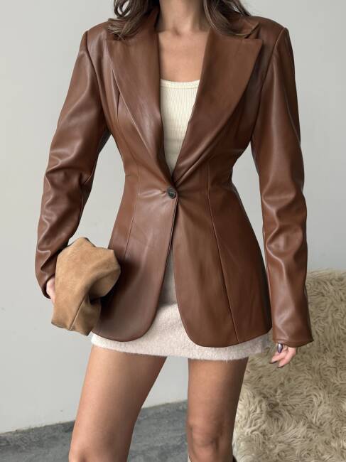 LİKOR Deri Ceket 5275 - Kahverengi - 4