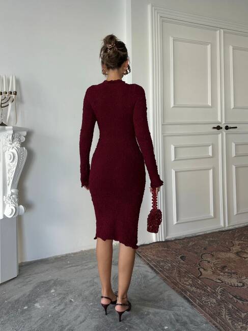 LİNY Triko Elbise 245005 - Bordo - 3