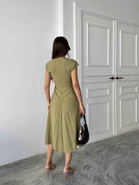LOGAN Midi Elbise 3062 - Haki - 3