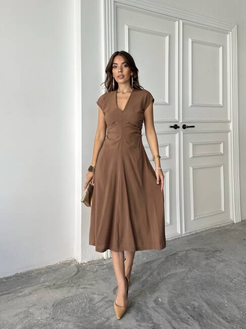 LOGAN Midi Elbise 3062 - Kahverengi - 1