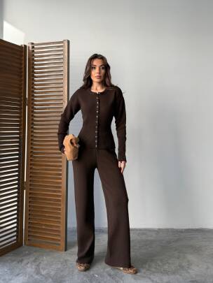 LOUVAİN Triko Takım 9915 - Acı Kahve - MAXMOOR