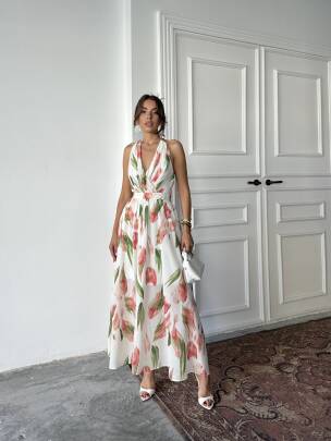 LUCAS Maxi Elbise 3069 - Kırmızı - MAXMOOR