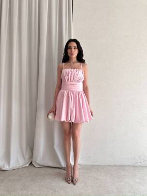 LUNA Mini Elbise 3050 - Pembe - MAXMOOR