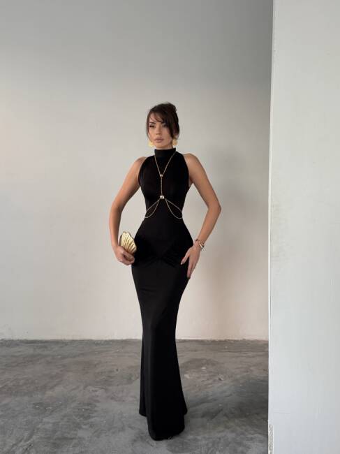 LUY Maxi Elbise 3097 - Siyah - 1