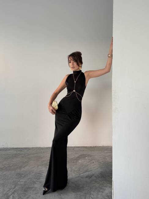 LUY Maxi Elbise 3097 - Siyah - 2