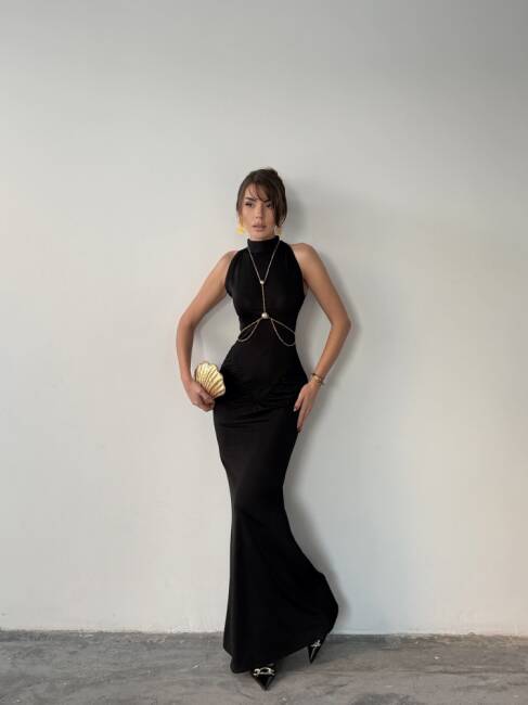 LUY Maxi Elbise 3097 - Siyah - 3