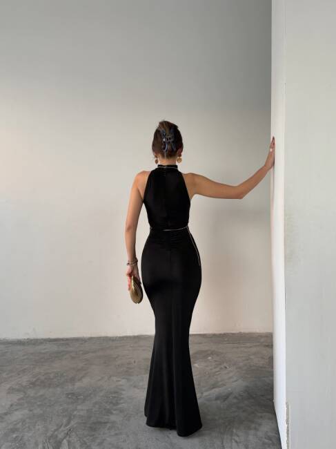 LUY Maxi Elbise 3097 - Siyah - 5