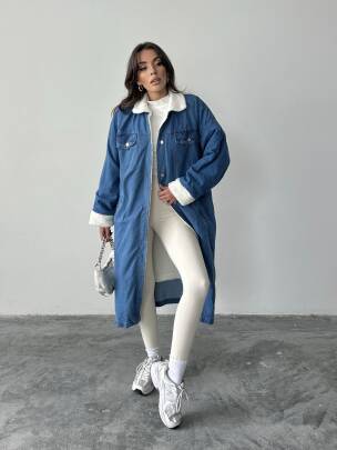 MAGDALENA İçi Peluş Kaban 2843 - Denim - MAXMOOR