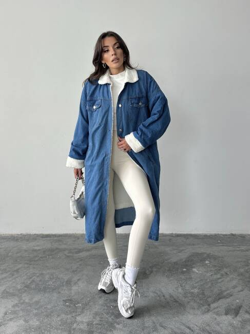 MAGDALENA İçi Peluş Kaban 2843 - Denim - 1