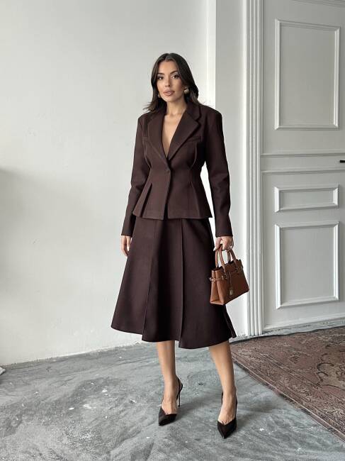 MARGRİT Ceket Etek Takım 2262 - Acı Kahve - 1