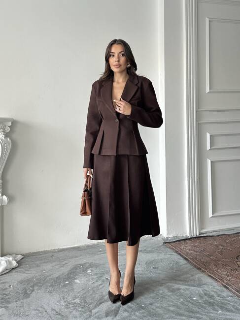 MARGRİT Ceket Etek Takım 2262 - Acı Kahve - 2