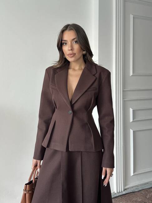 MARGRİT Ceket Etek Takım 2262 - Acı Kahve - 3