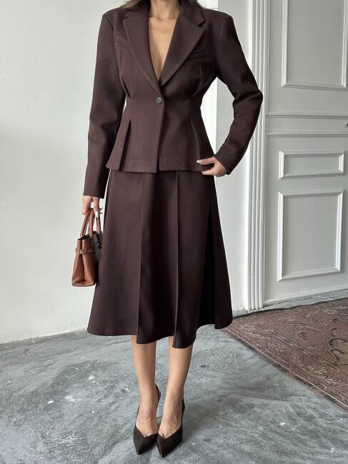MARGRİT Ceket Etek Takım 2262 - Acı Kahve - 4