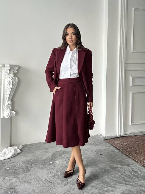 MARGRİT Ceket Etek Takım 2262 - Bordo - 2