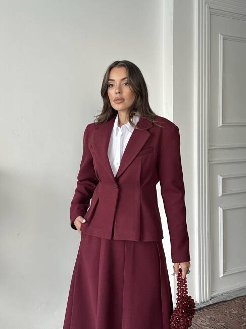 MARGRİT Ceket Etek Takım 2262 - Bordo - 4