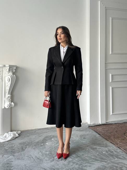 MARGRİT Ceket Etek Takım 2262 - Siyah - 3