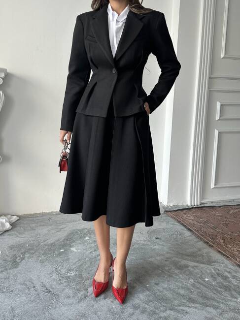 MARGRİT Ceket Etek Takım 2262 - Siyah - 5