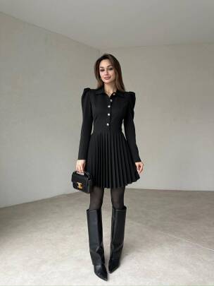 MARK Mini Elbise 3022 - Siyah - MAXMOOR