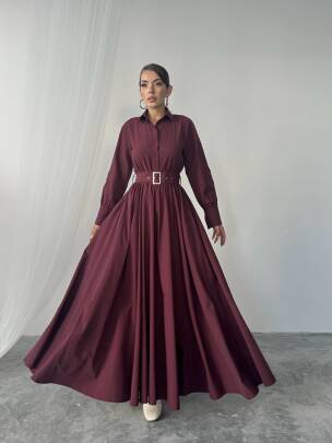 MARY Elbise 1241 - Bordo - MAXMOOR